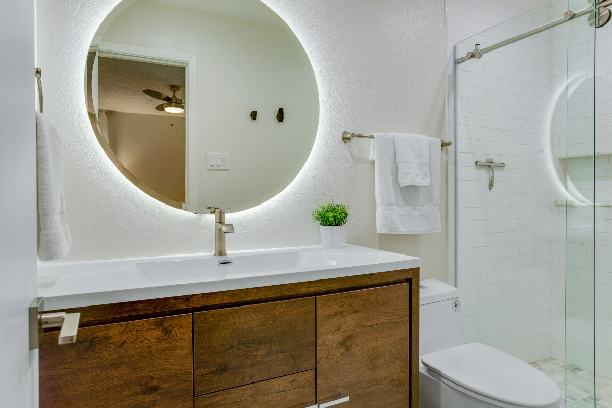 Image of white and wood bathroom remodel